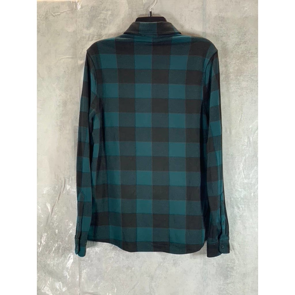 And Now This Men's Hunter Green Plaid Regular-Fit Button-Up Shirt SZ S